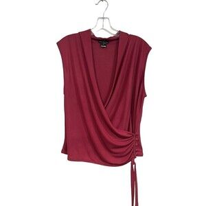 Moda International Wrap Top Red with Buttons On Side Size Medium Y2K 90s